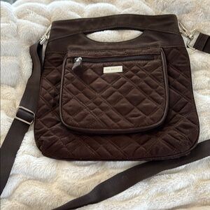 Vera Bradley Expresso Brown Shoulder, Cross Body with Zebra print inside